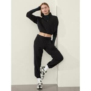 Athleta Women's Size XS Black Forever Fleece High Waisted Piping Jogger Pants